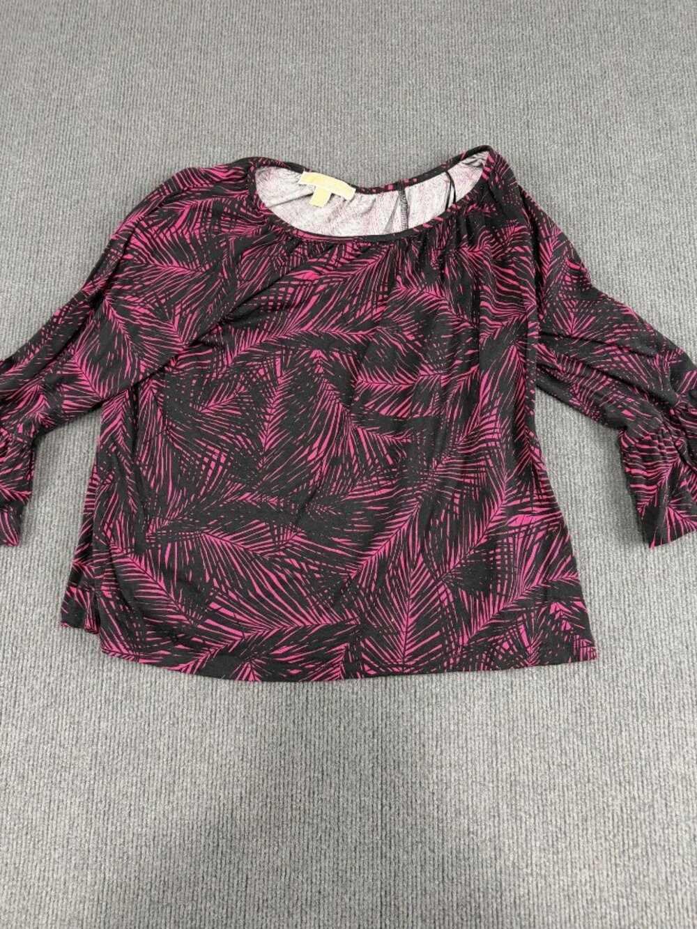 Michael Michael Kors Womens Multicolor Palm Print Bell Sleeve Top Size L
